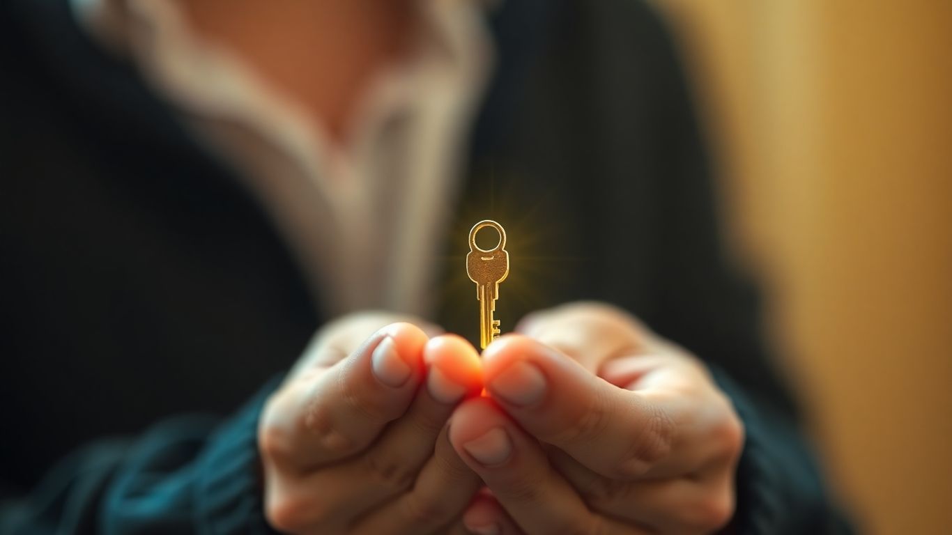 Person holding a glowing key, symbolizing opportunity