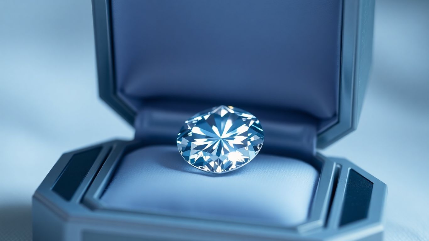 Innovative moissanite packaging design with holographic accents.