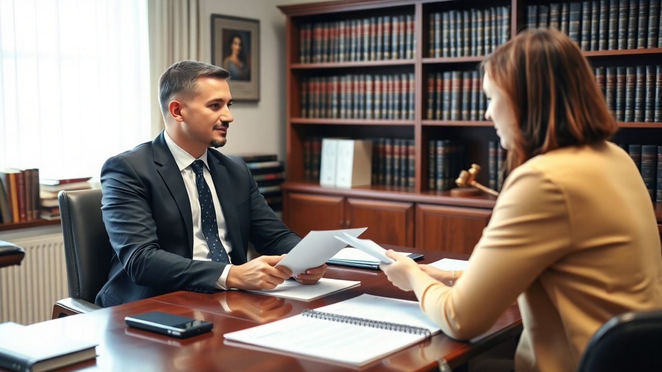 Lawyer and client meeting in Sandy Springs office