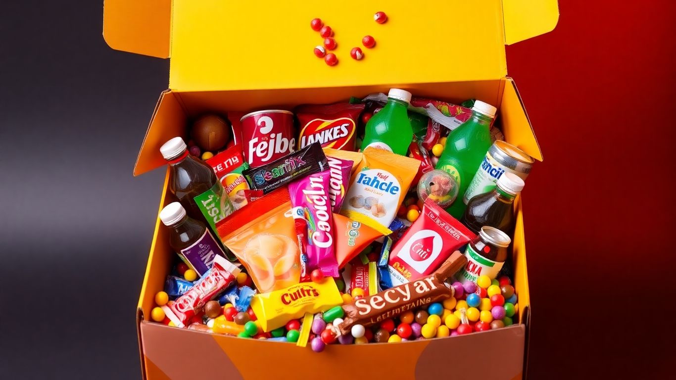 Candy Hero Giant Mystery Box with American sweets and drinks.