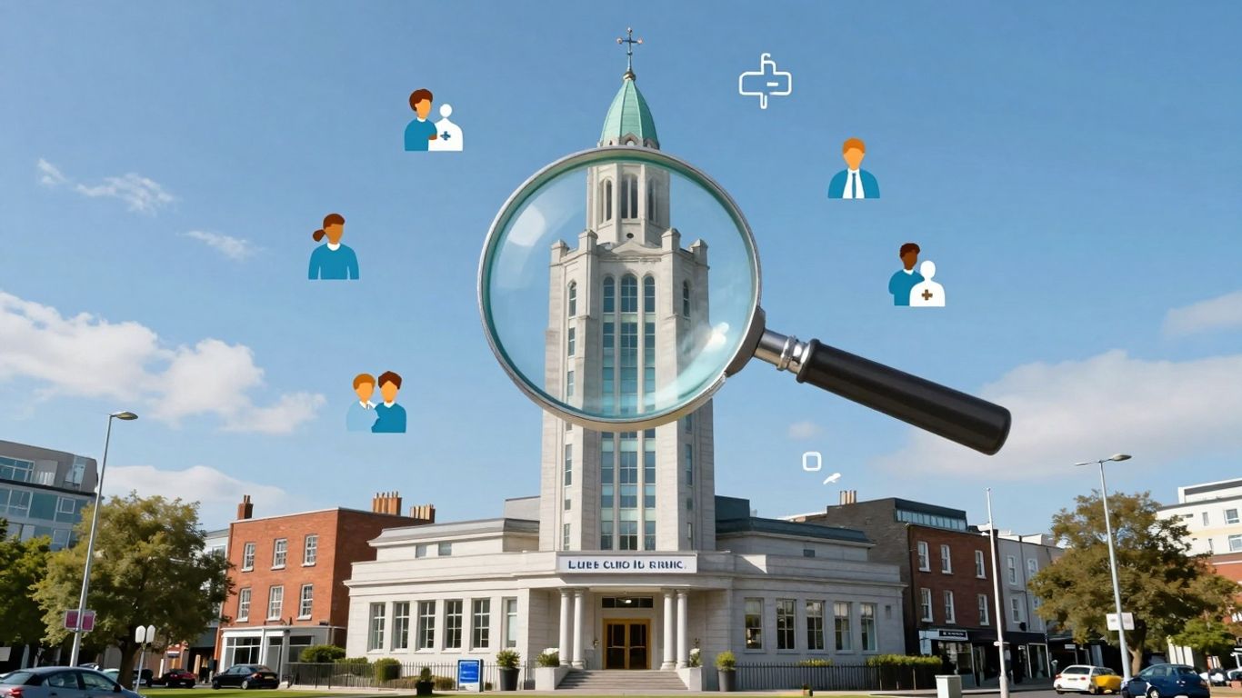 Dublin clinic map with local patient icons.