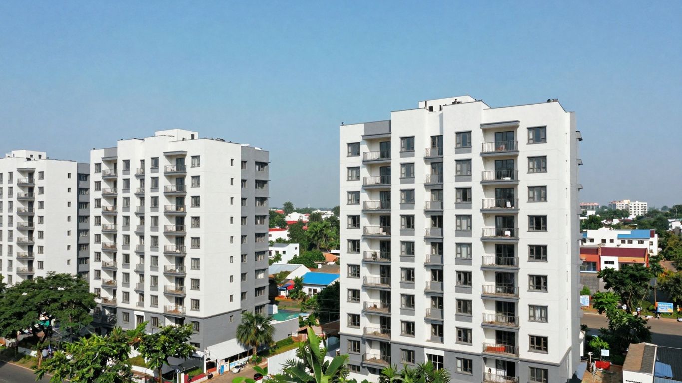 Modern Residential Buildings In Haware Dombivli East With Greenery.