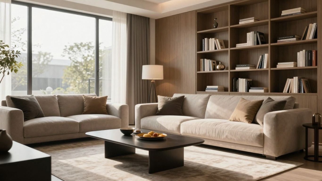 Stylish Airbnb living room with furniture and decor.