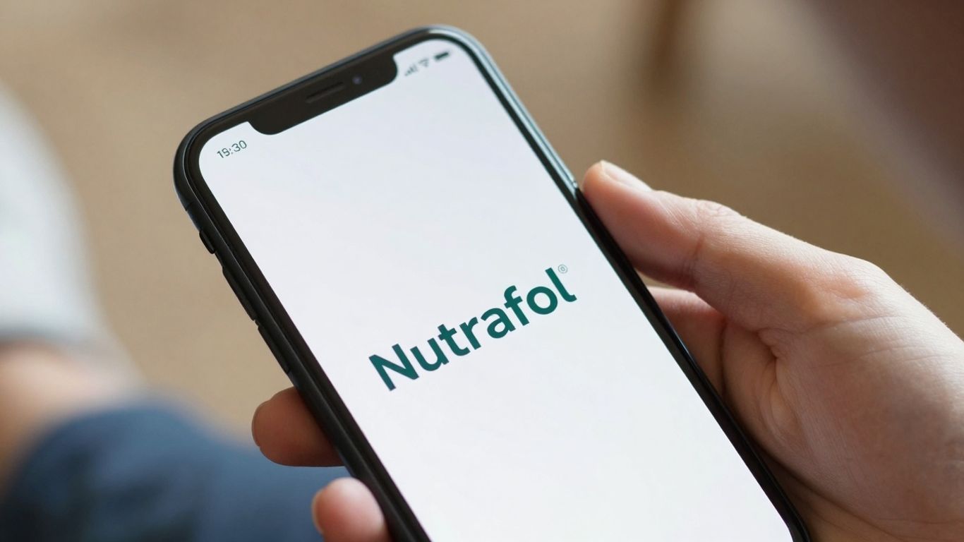 Nutrafol login page on a smartphone screen.