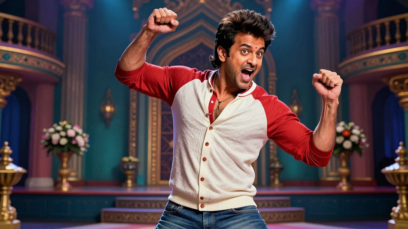 Akshay Kumar in a comedic, opulent movie scene.