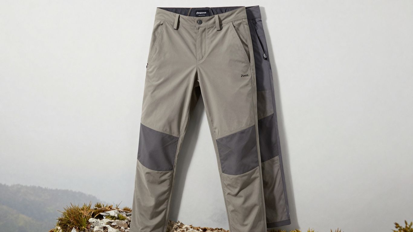 Prana Stretch Zion Pants outdoors on a trail.