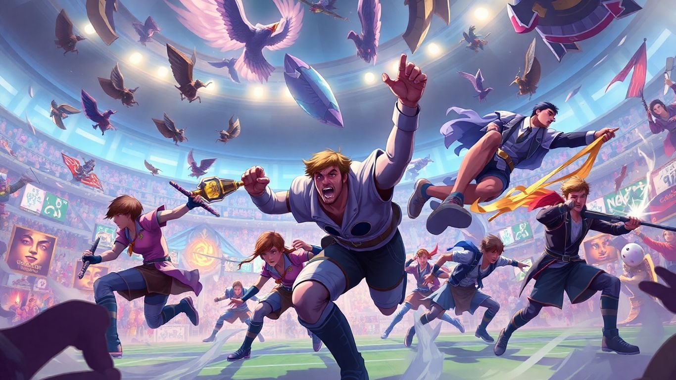 League of Legends esports stadium with players