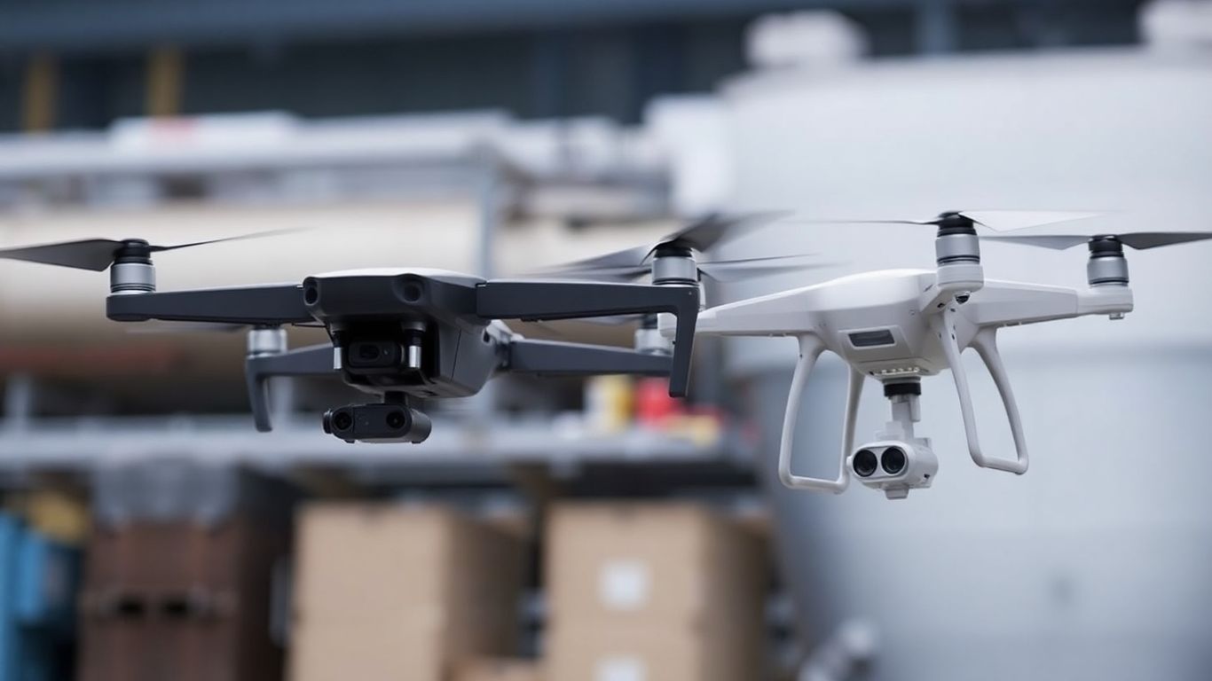 DJI and Skydio drones in flight