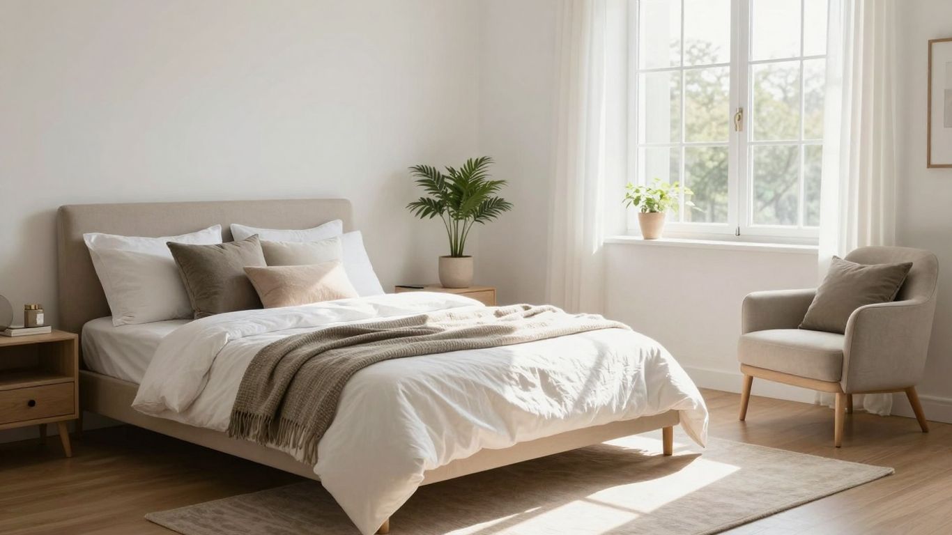 Cozy Airbnb room setup with bed and decor.