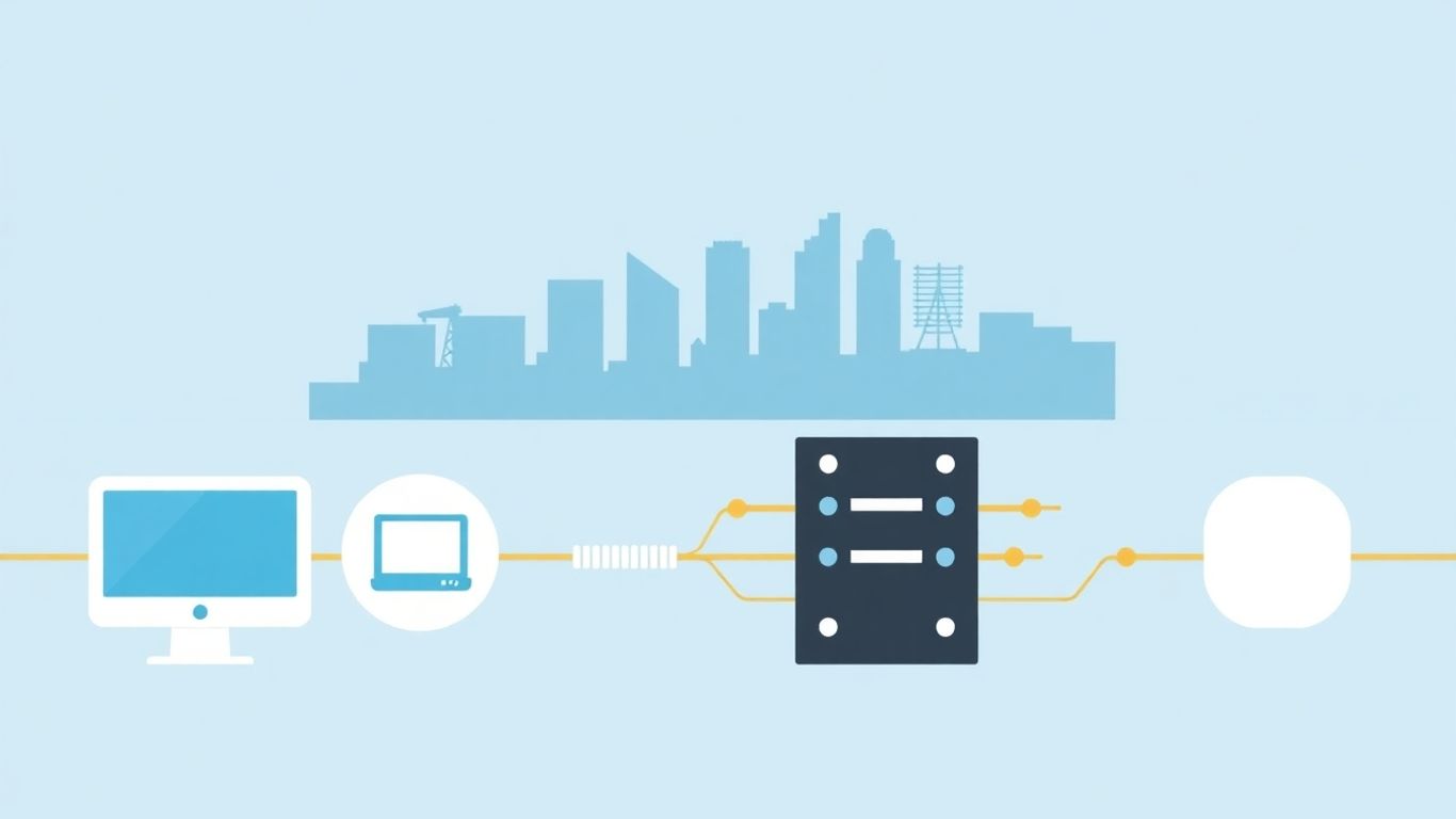 Nashville skyline with IT service icons infographic.