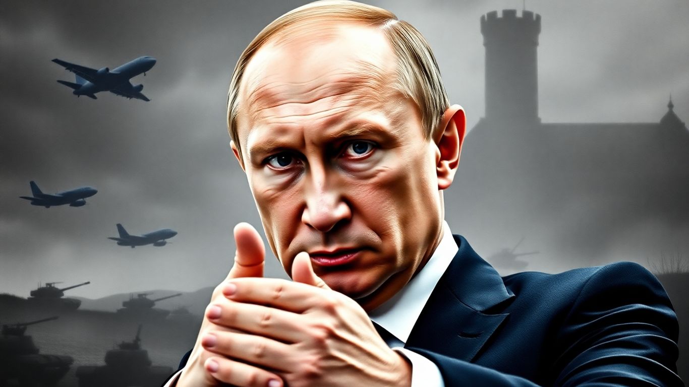 Poutine menace l'Europe, tensions militaires en arrière-plan.
