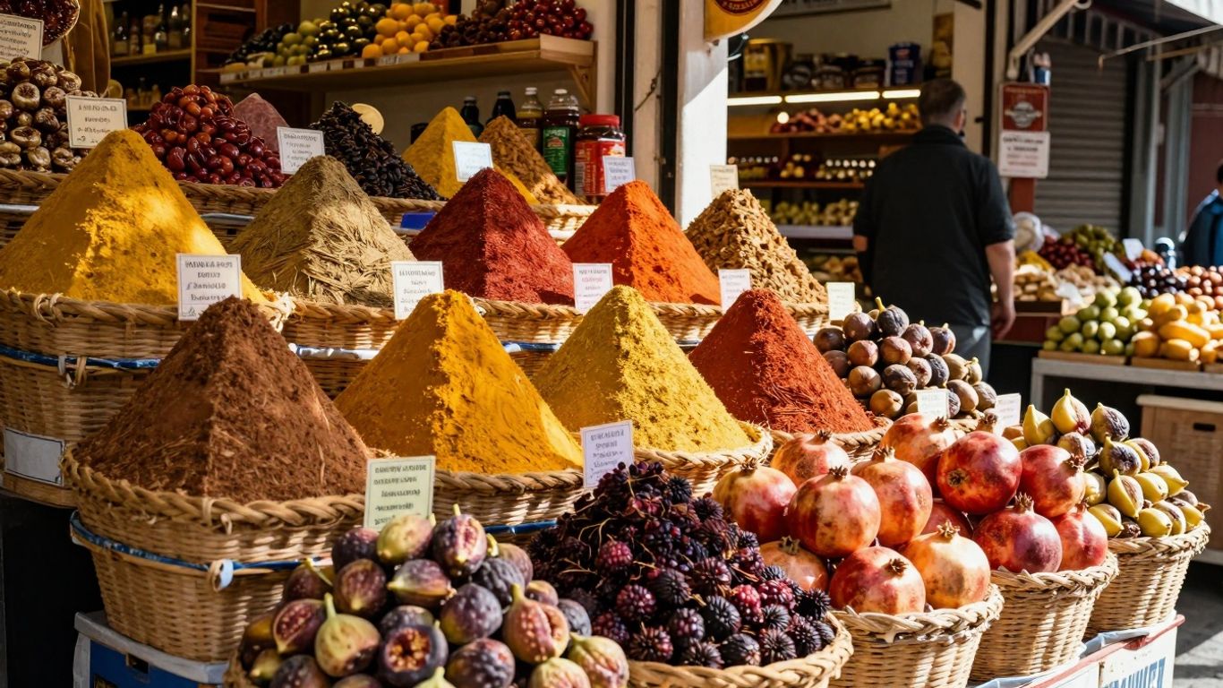 Bazar de mirodenii vibrante din Istanbul, Turcia.