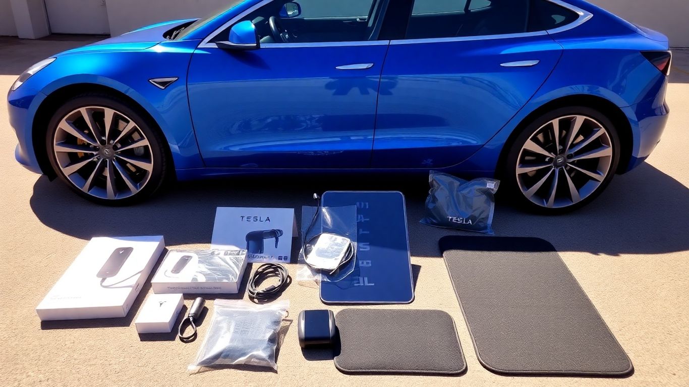 Tesla car with accessories