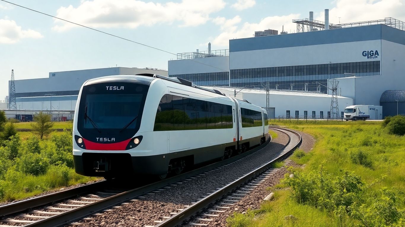 Tesla Giga Train arriving at Giga Berlin factory.