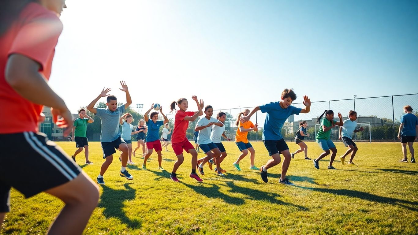Schüler bei sportlichen Übungen im Freien