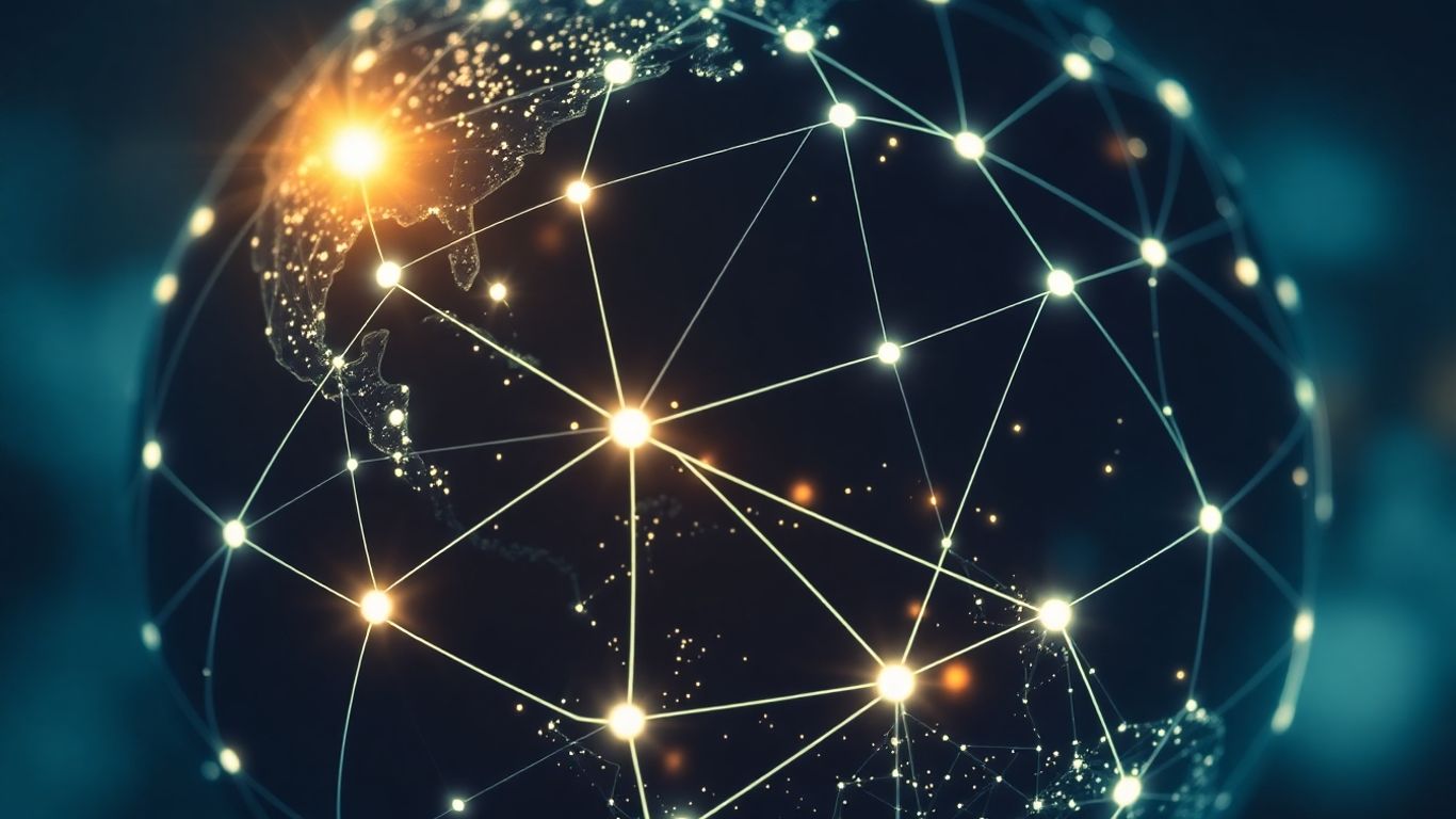 Glowing globe with network lines