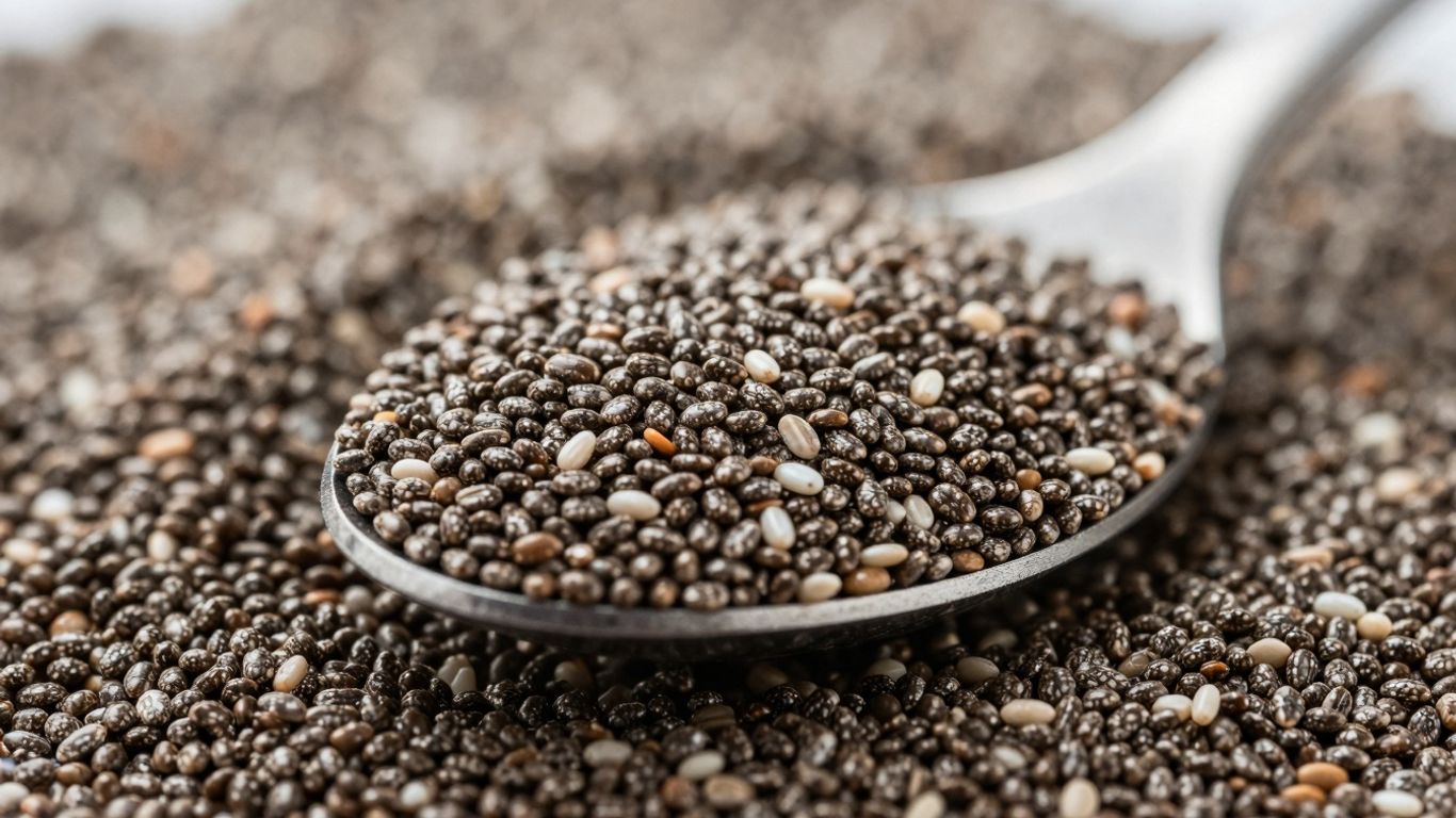 Teaspoon filled with chia seeds