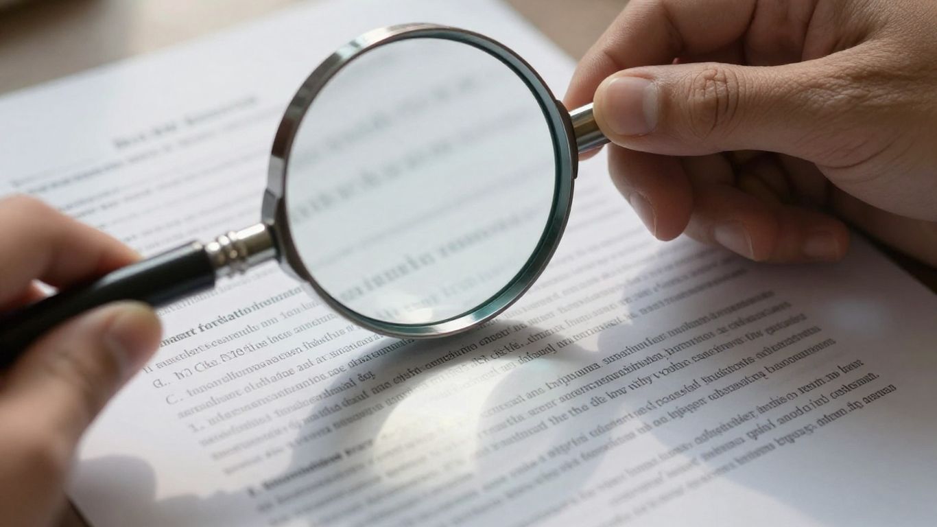 Magnifying glass over insurance policy document