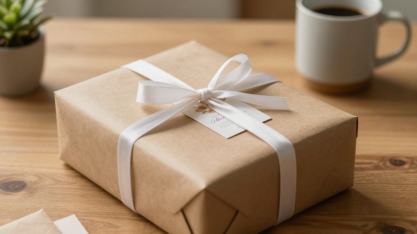 Personalized gift box with cozy home decor elements.