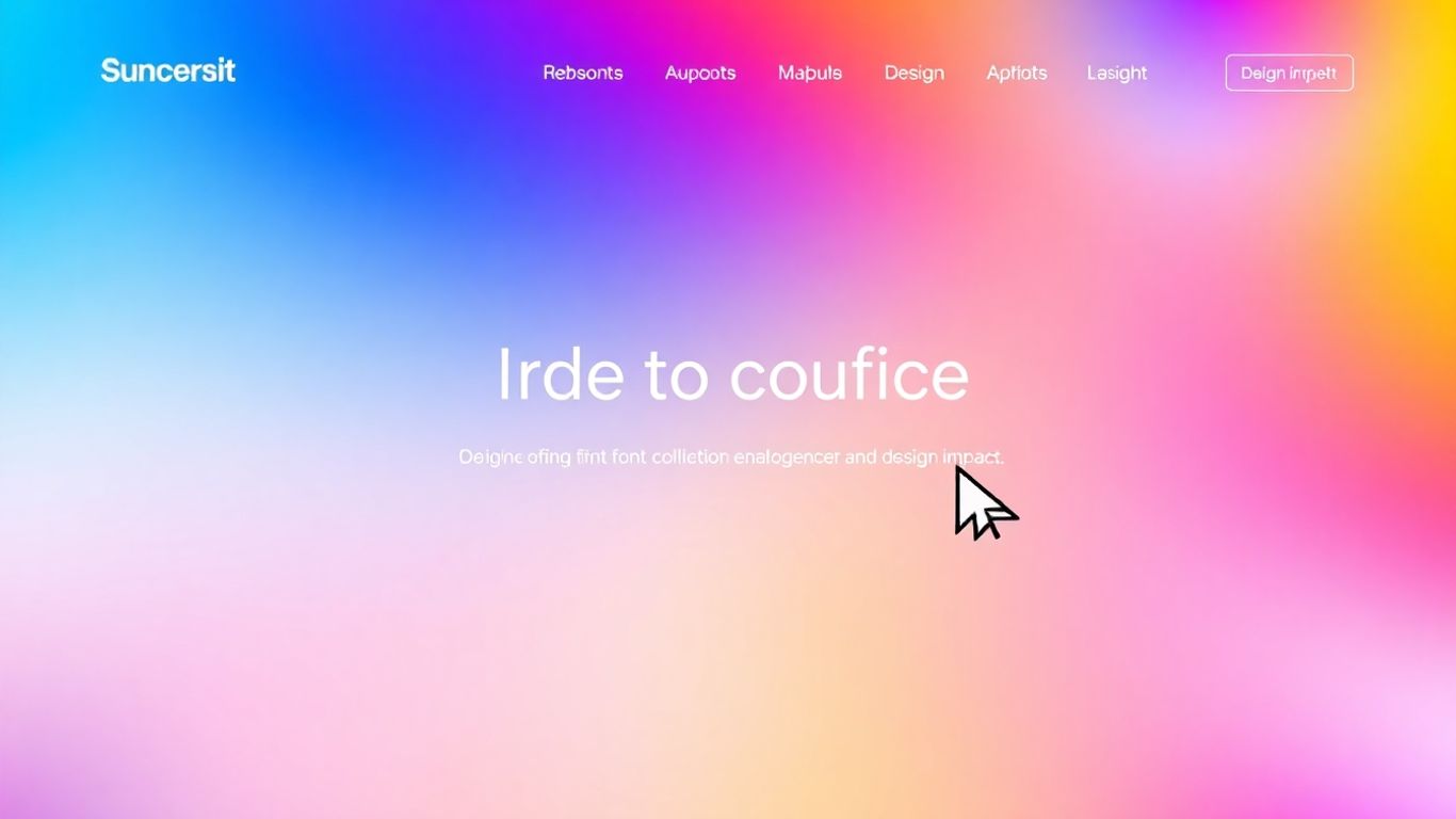 Colorful website design with clickable elements and font variations.