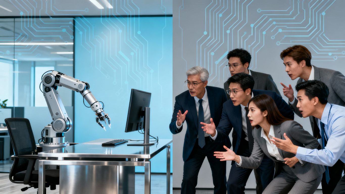 Tech leaders debating AI's impact on white-collar jobs.