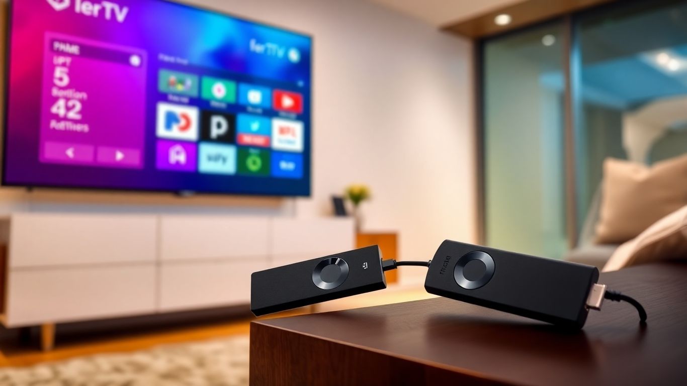 Firestick with IPTV apps on TV