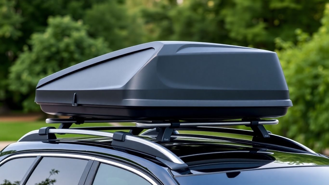 Yakima RocketBox Pro 14 rooftop cargo carrier on a car.