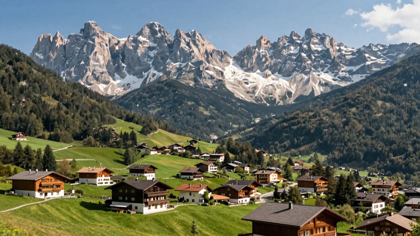 Panoramic view of Cortina d’Ampezzo in the Italian Dolomites.