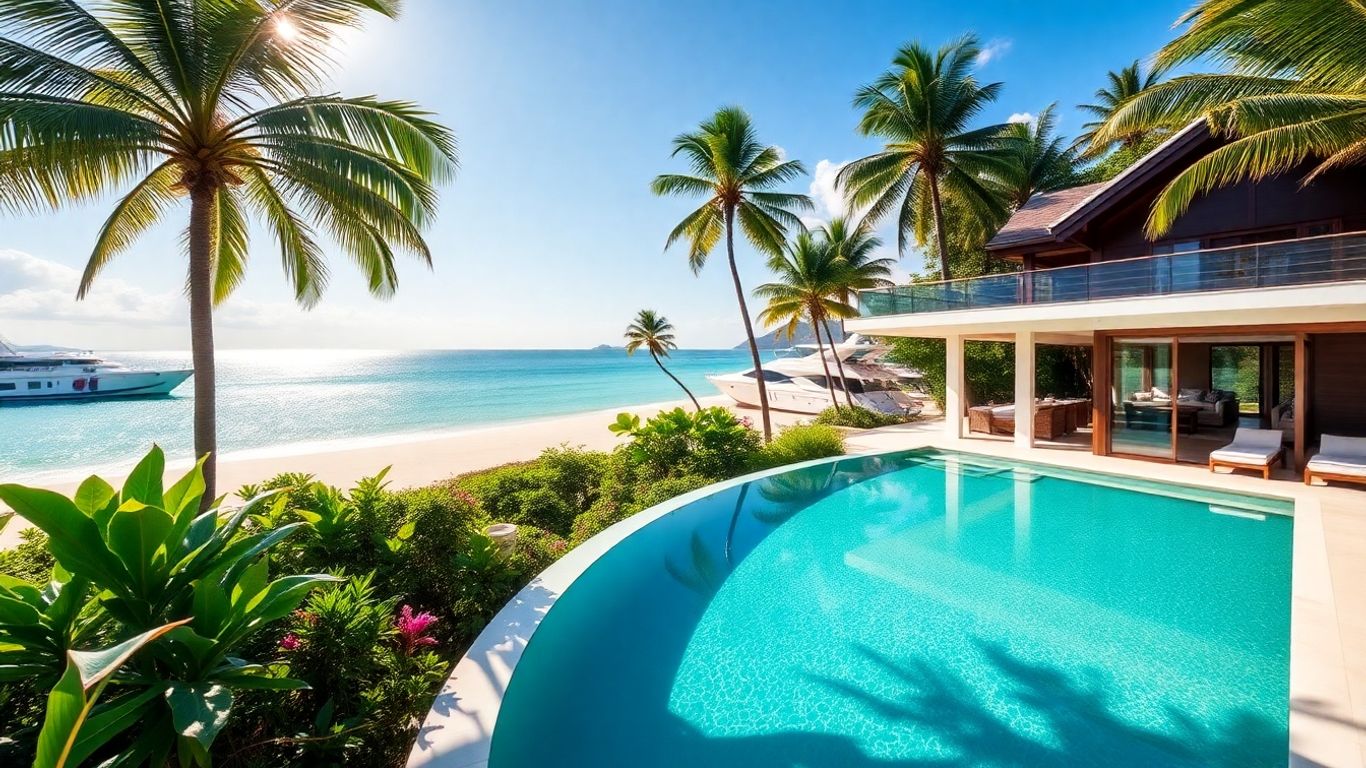 Luxury villa with infinity pool on Phuket's Bang Tao beach.