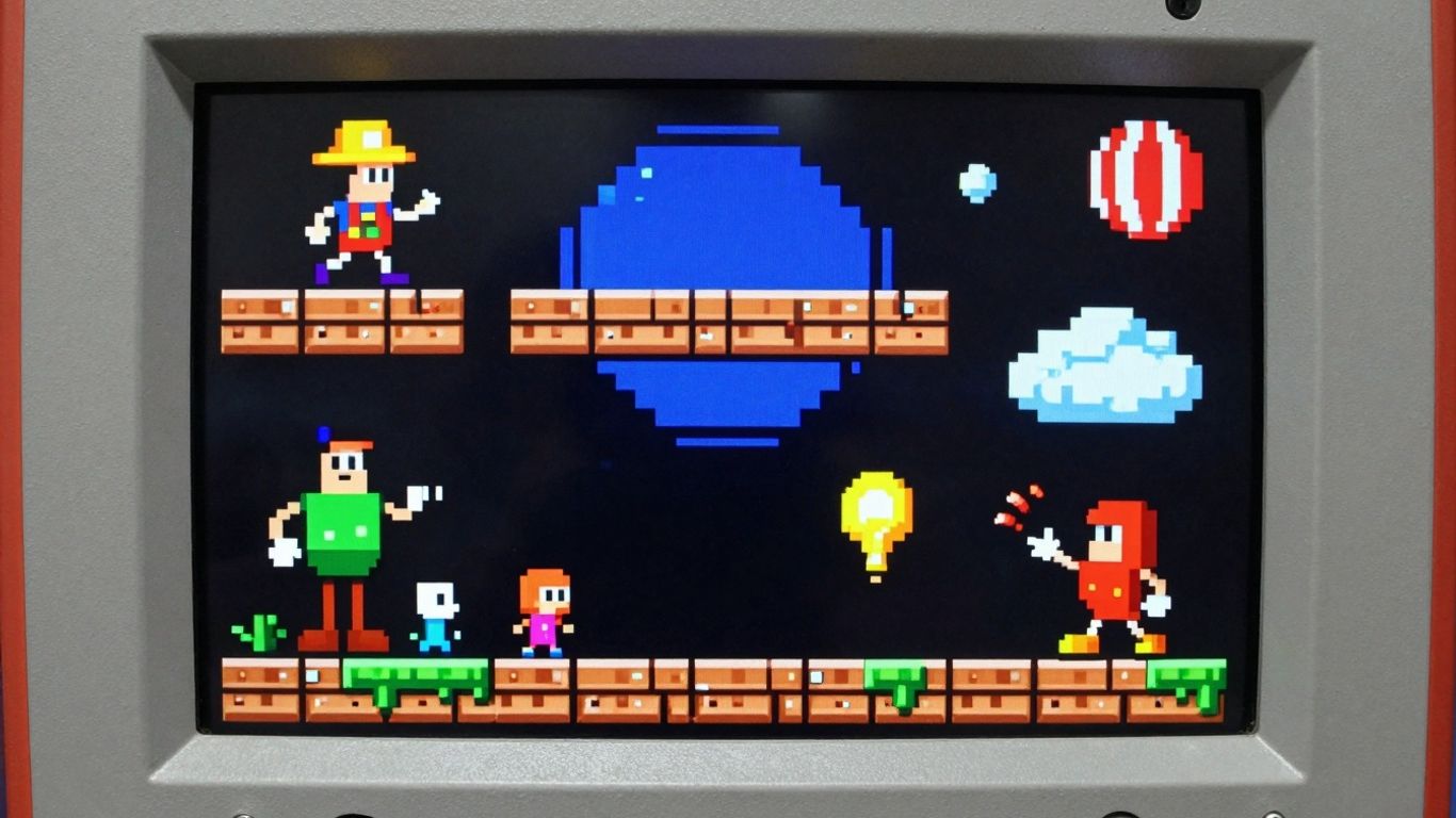 Classic Flash game characters and elements on a digital screen.