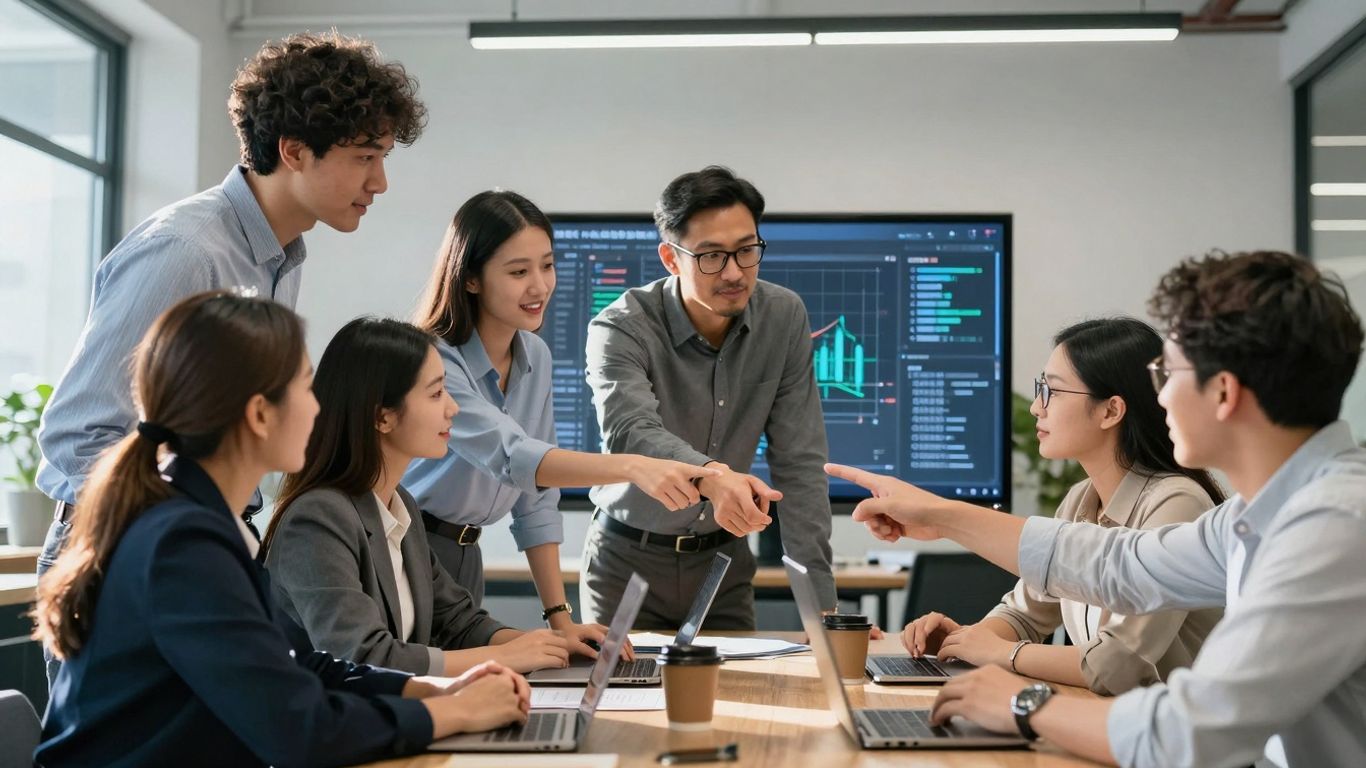 Team collaborating on digital marketing strategy