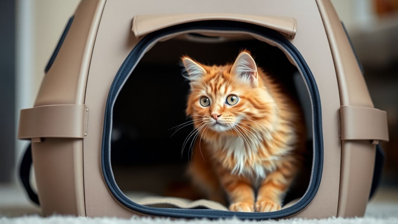 Cat in a portable pet carrier