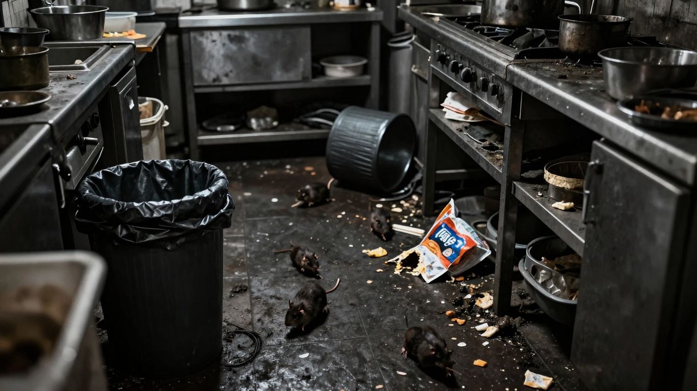 Rats dans une cuisine de restaurant à Carnoux-en-Provence.