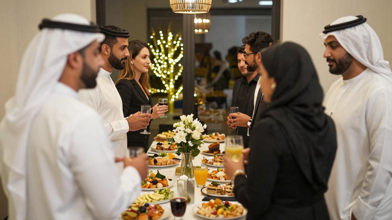 Festive corporate holiday party in Addison, TX venue.