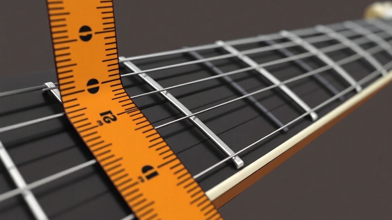 Gitarrenhals mit Saiten und Lineal