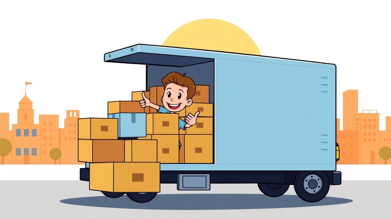 Moving truck with happy person