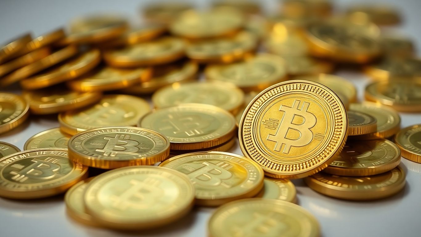 Pile of gold coins and a single gold coin.