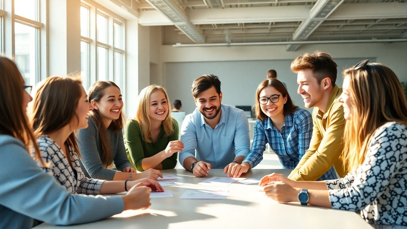 Colleagues enjoying a collaborative team-building activity.