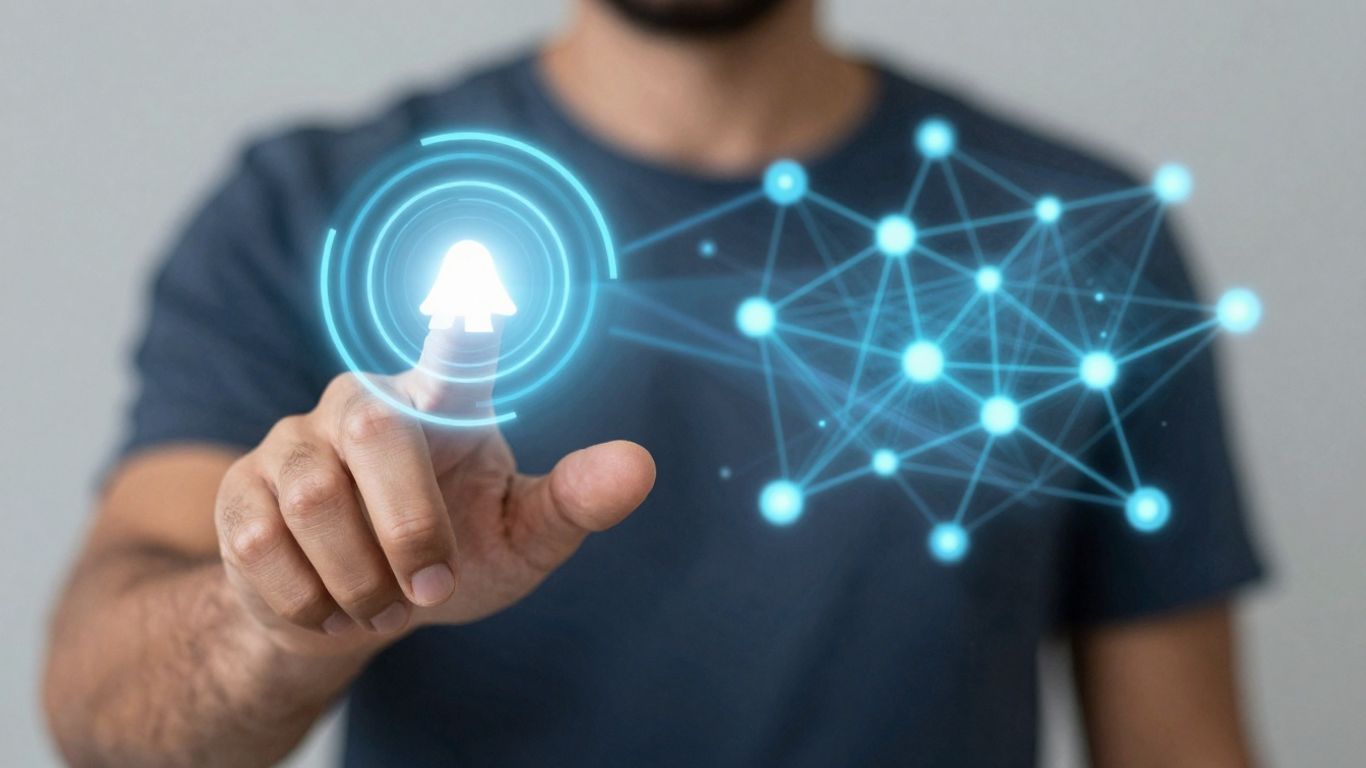 Human and AI elements merging for website design.