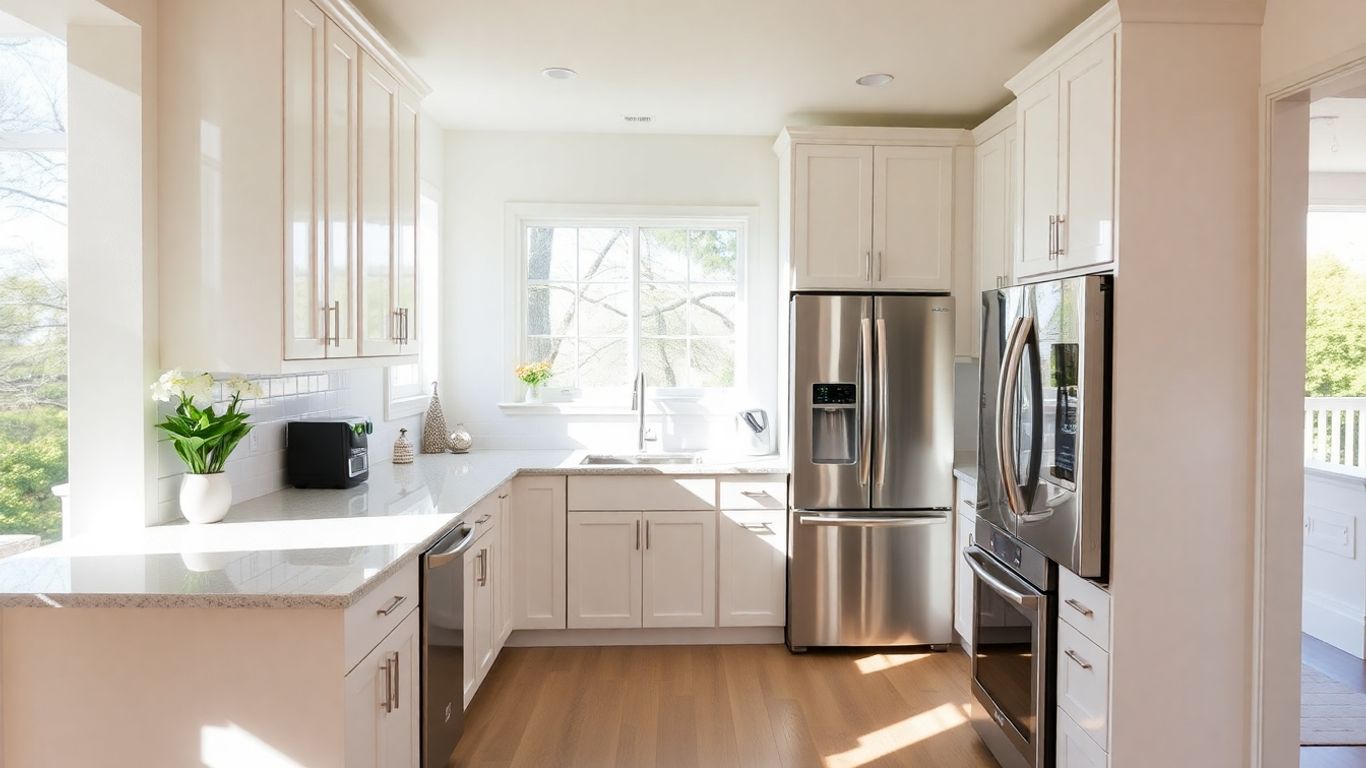 Modern kitchen remodel with sleek cabinets and countertops.