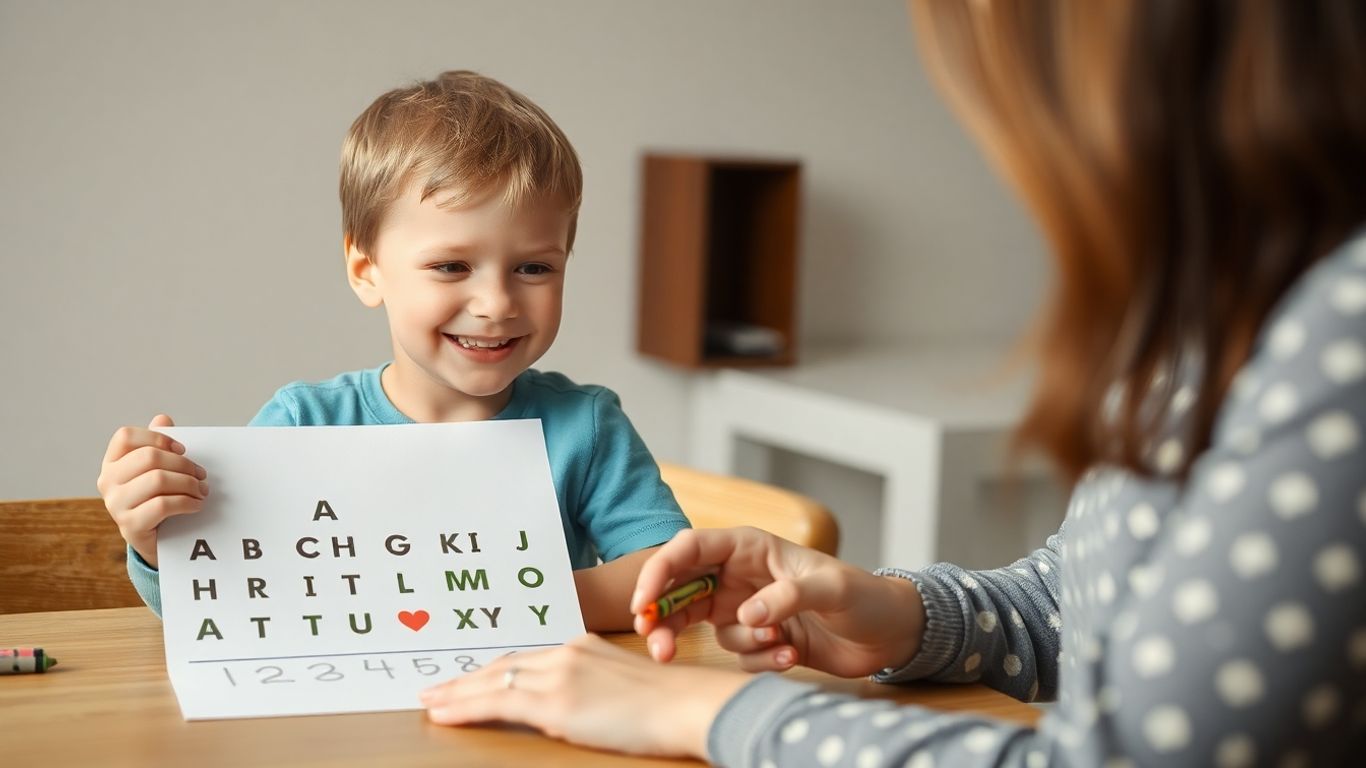 Child learning alphabet with parent for kindergarten readiness.
