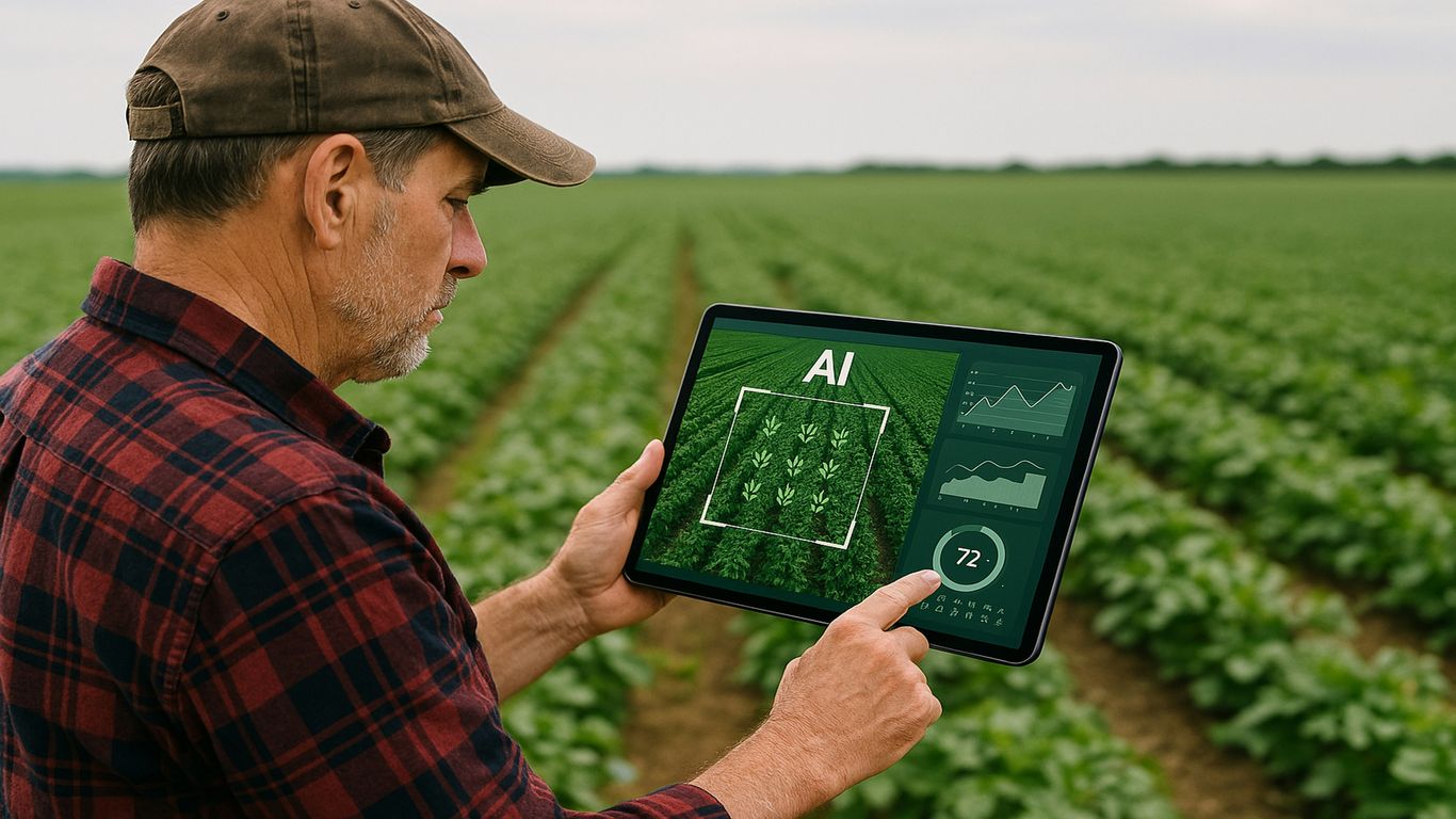 Farmer uses ai technology to monitor crops.
