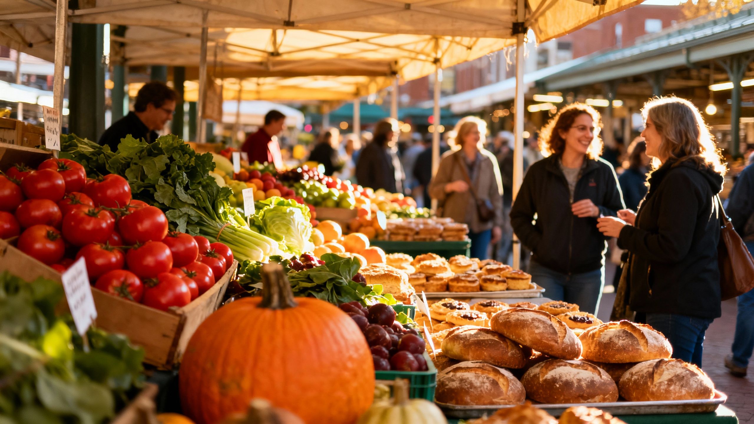 Eastern Market with fresh produce and people.