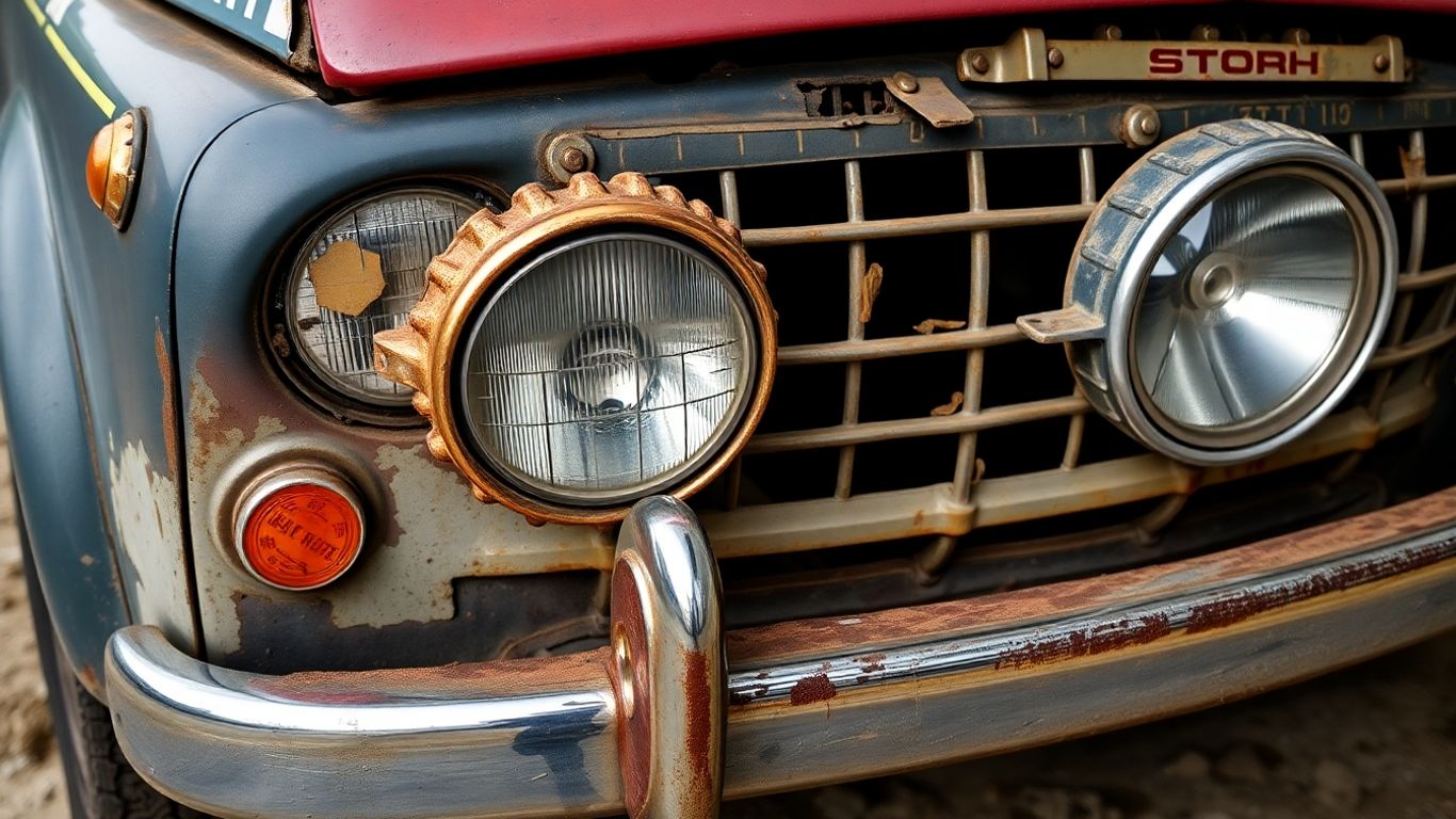Classic Fiat 500 front end, showing grille and headlights.