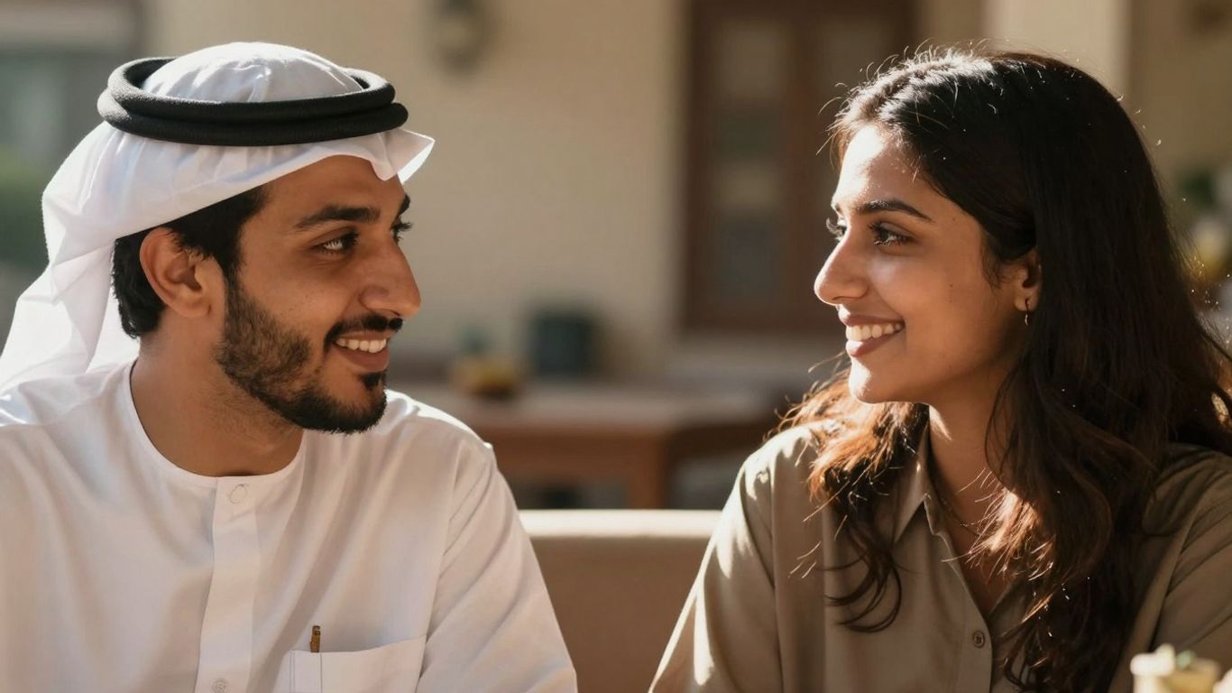 Oameni discutând cu încredere și zâmbete calde.