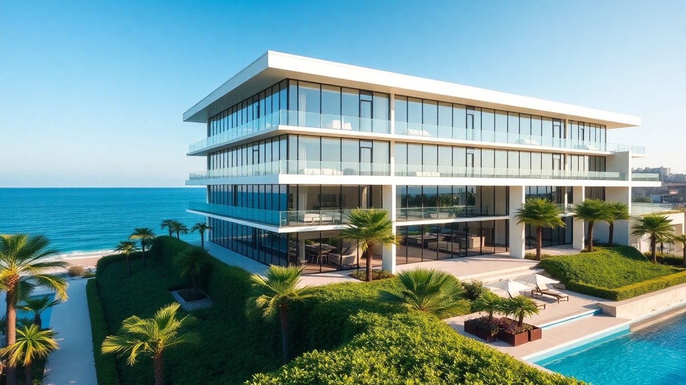 Modern architecture with ocean view