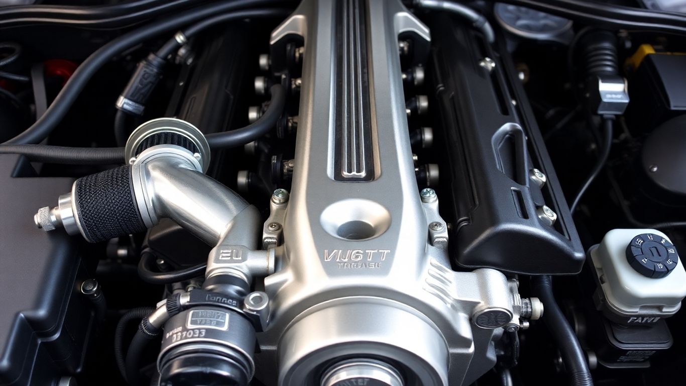 Chrysler Pentastar engine close-up, mechanical detail.