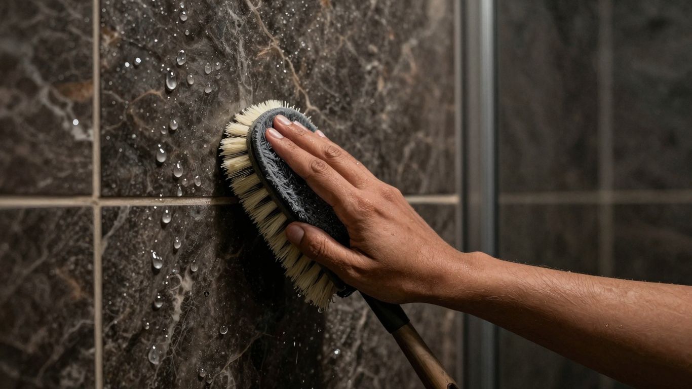 Sketch of cleaning marble shower walls