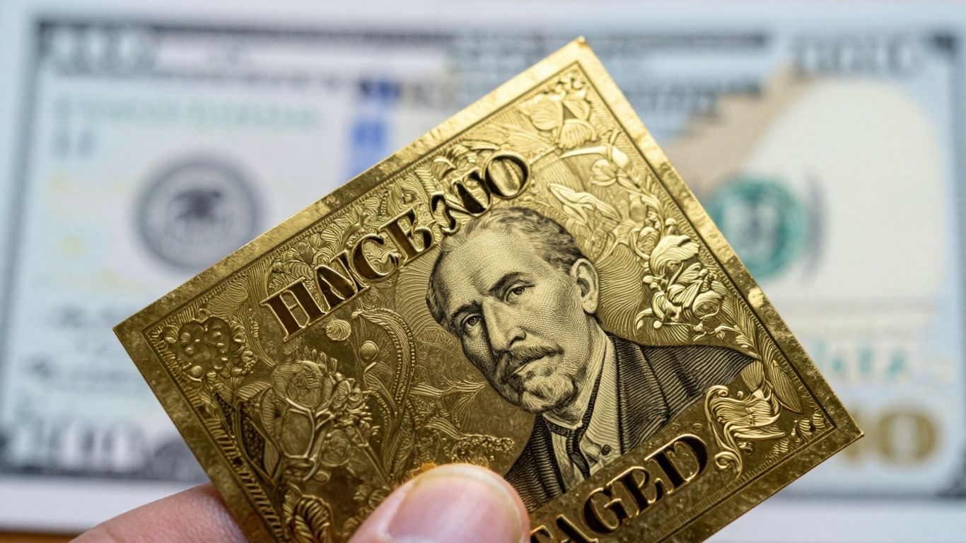 Golden bond certificate held in hand