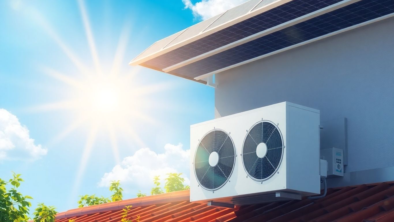 Moderne Solarklimaanlage kühlt umweltfreundlich.